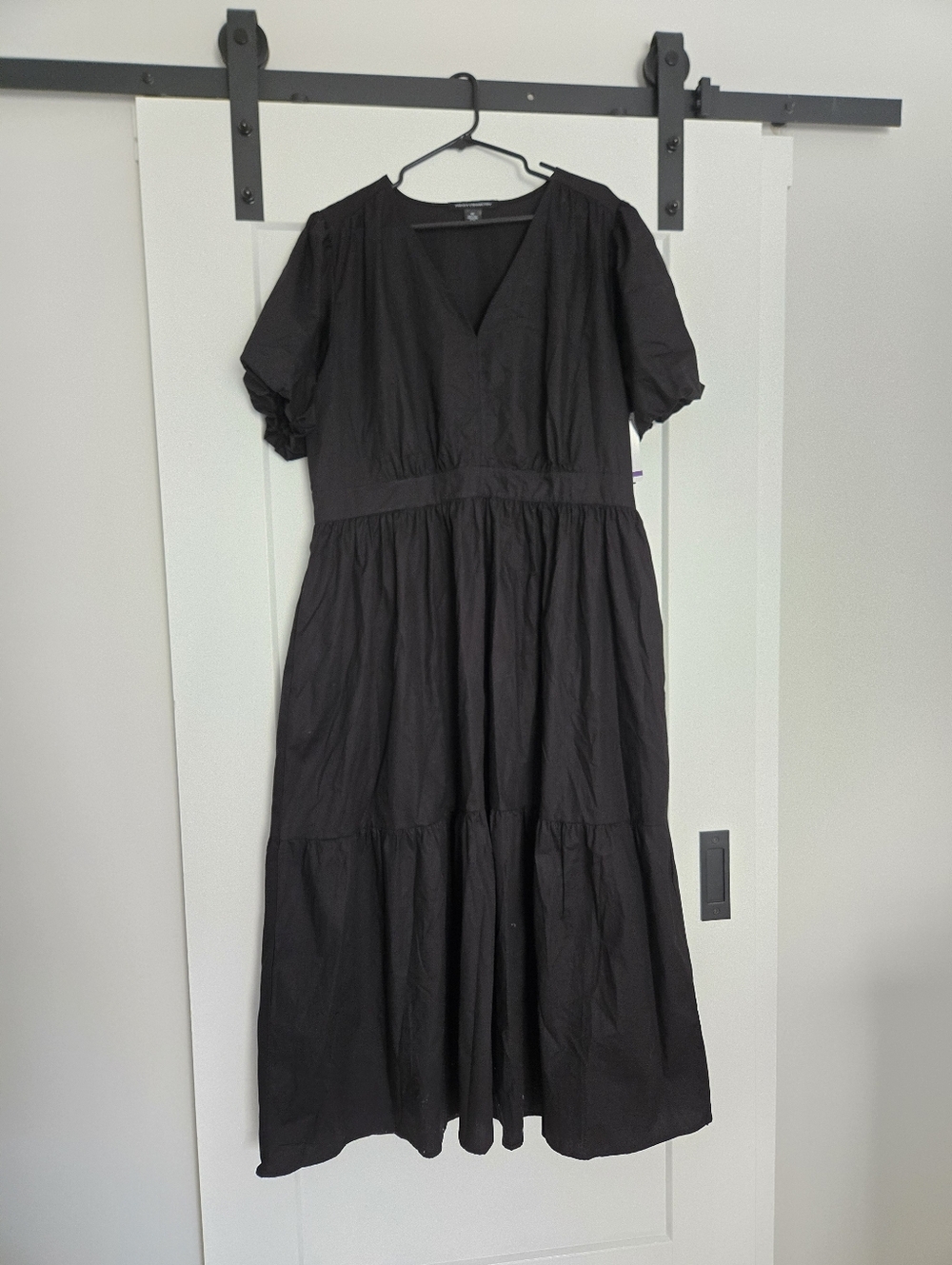 French Connection Black V-Neck Tiered Maxi Dress